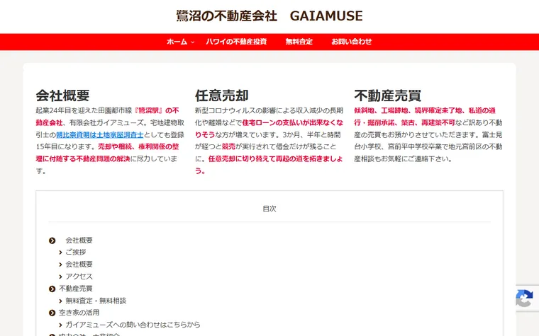 有限会社 ガイアミューズのホームページ
